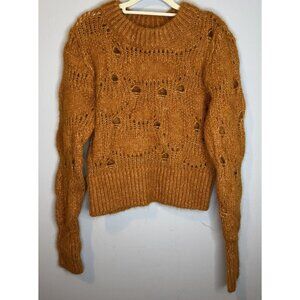H&M Alpaca Wool Blend Sweater Medium Orange Open Holes